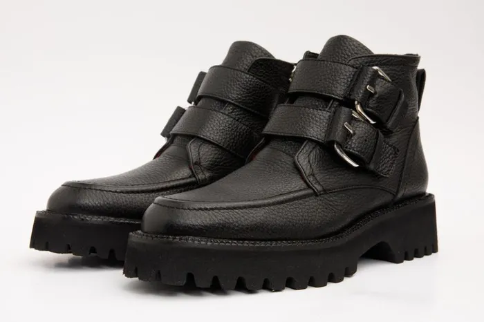 Vinci Leather Boots and Booties The Harry Black Leather Double Monk Ankle Boot 8211 Women