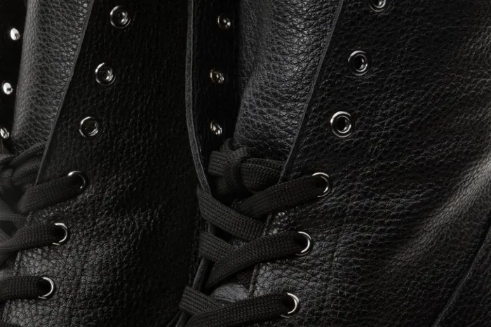 Vinci Leather Boots and Booties The Melo Black Leather Natural Fur Mid Calf Platform Heel Boot 8211 Women