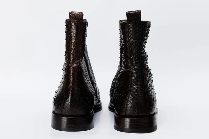 Vinci Leather Boots The Boss Brown Pythn Snk ZipUp Leather Boot Limited Edition 8211 Men