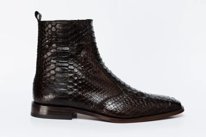 Vinci Leather Boots The Boss Brown Pythn Snk ZipUp Leather Boot Limited Edition 8211 Men