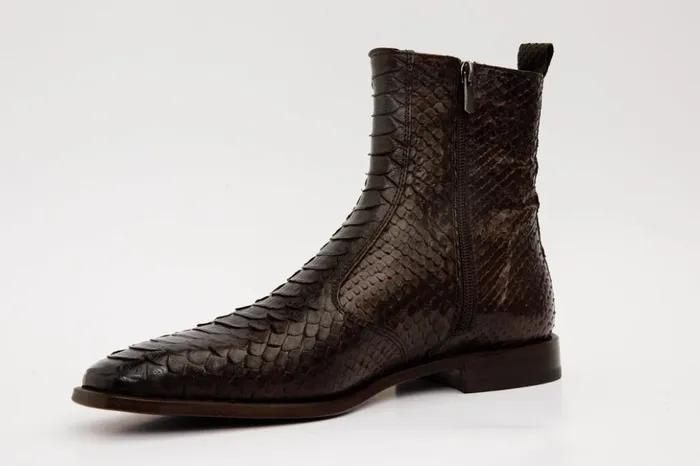 Vinci Leather Boots The Boss Brown Pythn Snk ZipUp Leather Boot Limited Edition 8211 Men