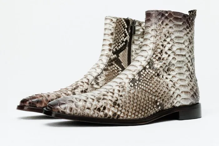 Vinci Leather Boots The Boss Natural Pythn Snk ZipUp Leather Boot Limited Edition 8211 Men