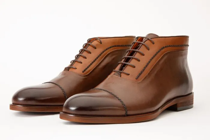 Vinci Leather Boots The Rome Tan Leather Oxford CapToe Boot 8211 Men