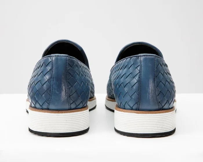 Vinci Leather Dress Shoes The Ostrava Blue Leather Woven Slipon Loafer Shoe 8211 Men