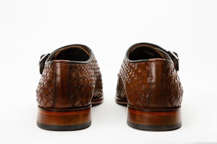 Vinci Leather Dress Shoes The Turan Brown Woven Double Monk Strap Dress Shoe 8211 Men