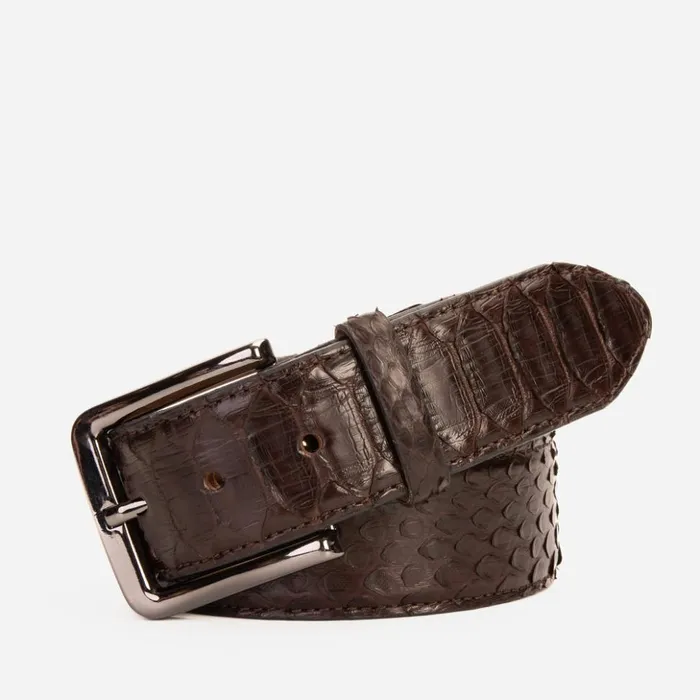 Vinci Leather Leather Belts The Boss Brown Python Sneak Leather Leather Belt 8211 Men