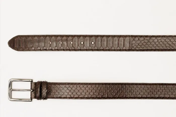 Vinci Leather Leather Belts The Boss Brown Python Sneak Leather Leather Belt 8211 Men