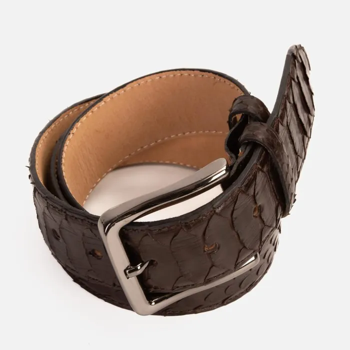 Vinci Leather Leather Belts The Boss Brown Python Sneak Leather Leather Belt 8211 Men