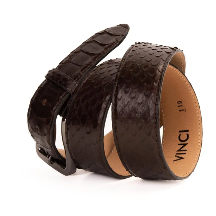 Vinci Leather Leather Belts The Boss Brown Python Sneak Leather Leather Belt 8211 Men