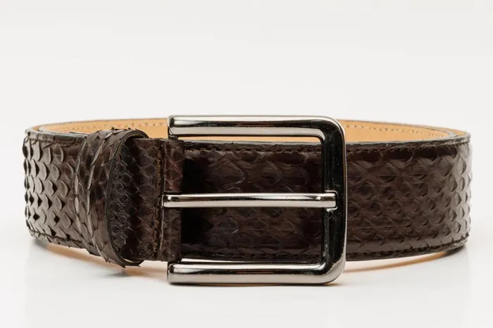 Vinci Leather Leather Belts The Boss Brown Python Sneak Leather Leather Belt 8211 Men