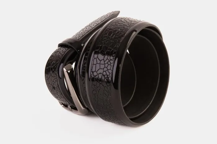 Vinci Leather Leather Belts The Modica Black Patent Leather Belt 8211 Men