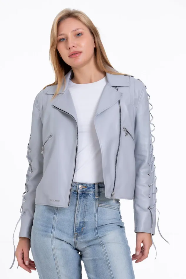 Vinci Leather Leather Jackets The Isola Leather Gray Jacket 8211 Women