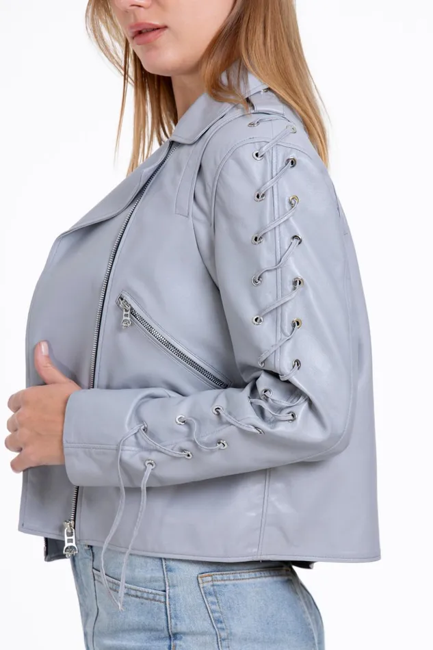 Vinci Leather Leather Jackets The Isola Leather Gray Jacket 8211 Women