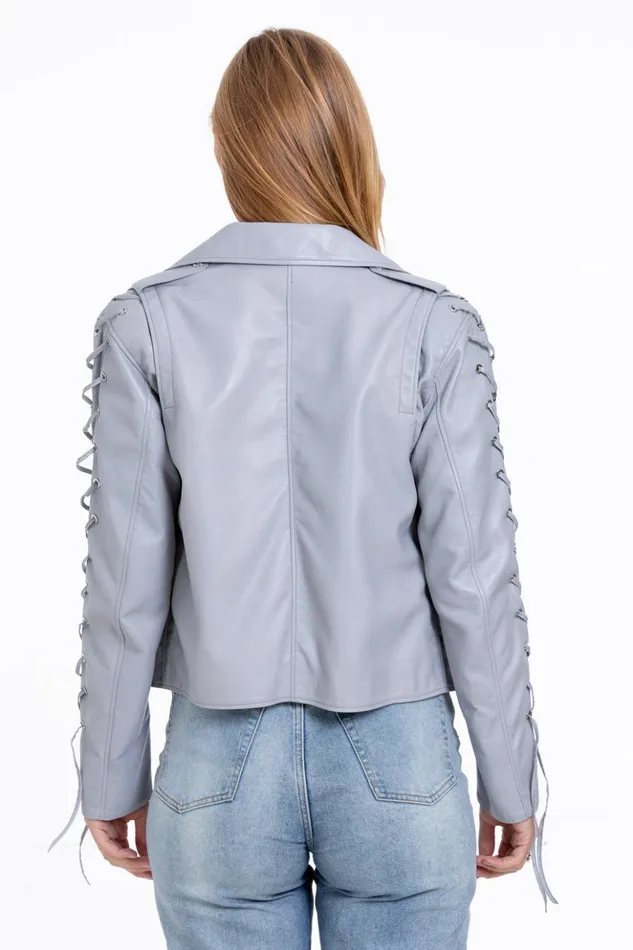 Vinci Leather Leather Jackets The Isola Leather Gray Jacket 8211 Women