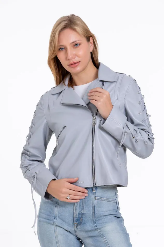 Vinci Leather Leather Jackets The Isola Leather Gray Jacket 8211 Women