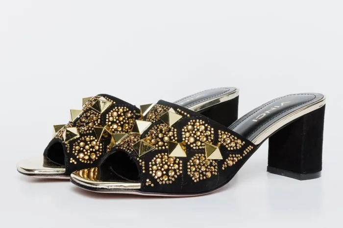 Vinci Leather Sandals The Chantilly Black Glitter Leather Sandal 8211 Women
