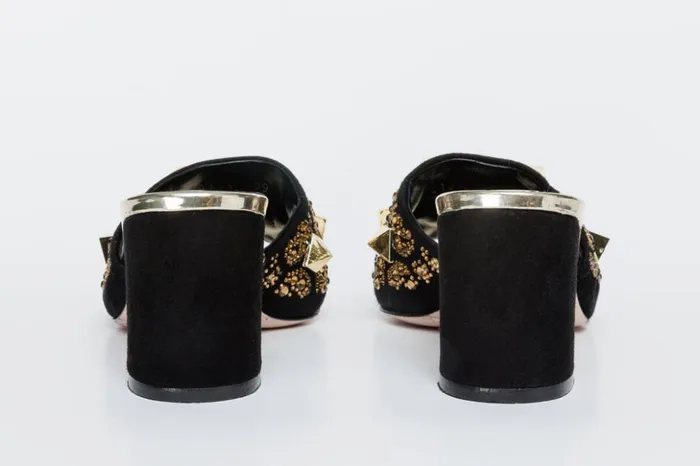 Vinci Leather Sandals The Chantilly Black Glitter Leather Sandal 8211 Women