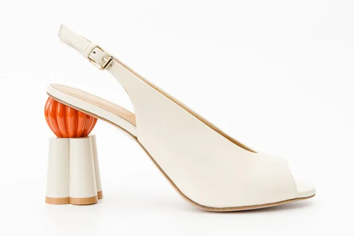 Vinci Leather Sandals The Cimla Cream Leather Pumpkin Heel Sandal 8211 Women