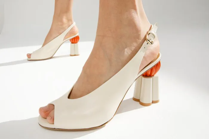 Vinci Leather Sandals The Cimla Cream Leather Pumpkin Heel Sandal 8211 Women