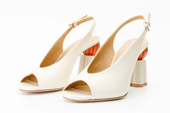 Vinci Leather Sandals The Cimla Cream Leather Pumpkin Heel Sandal 8211 Women