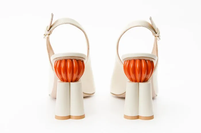 Vinci Leather Sandals The Cimla Cream Leather Pumpkin Heel Sandal 8211 Women