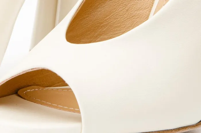 Vinci Leather Sandals The Cimla Cream Leather Pumpkin Heel Sandal 8211 Women