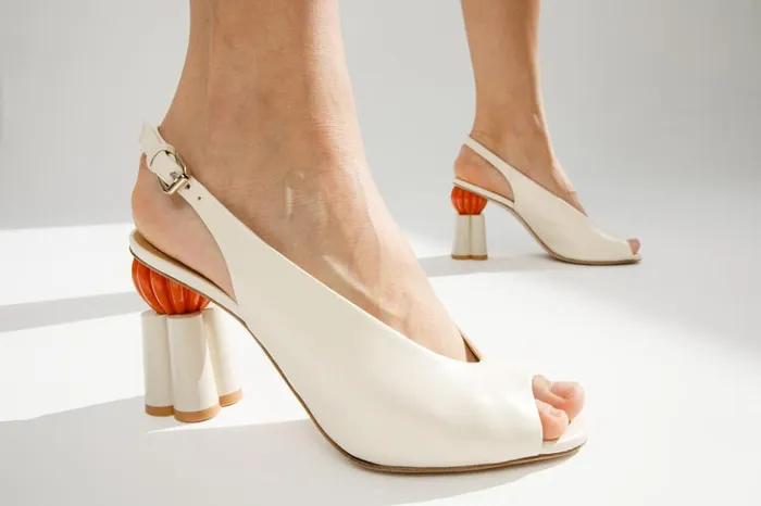 Vinci Leather Sandals The Cimla Cream Leather Pumpkin Heel Sandal 8211 Women