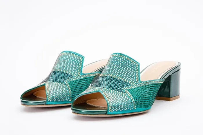 Vinci Leather Sandals The Magnolia Green Glitter Leather Sandal 8211 Women