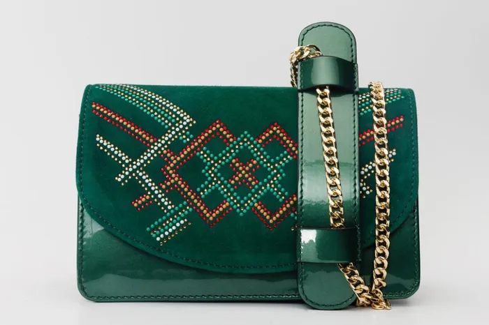 Vinci Leather Sandals The Palma Green Glitter Leather Handbag 8211 Women