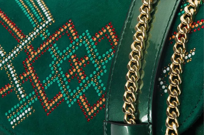 Vinci Leather Sandals The Palma Green Glitter Leather Handbag 8211 Women