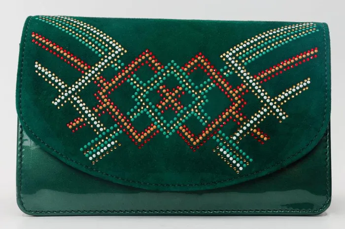 Vinci Leather Sandals The Palma Green Glitter Leather Handbag 8211 Women