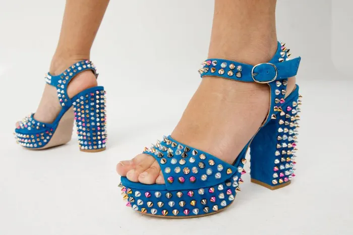 Vinci Leather Sandals The Tampico Blue Suede Leather Spike Platform Heel Sandal 8211 Women