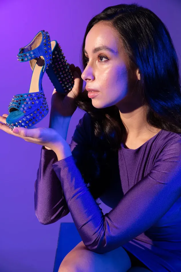 Vinci Leather Sandals The Tampico Blue Suede Leather Spike Platform Heel Sandal 8211 Women