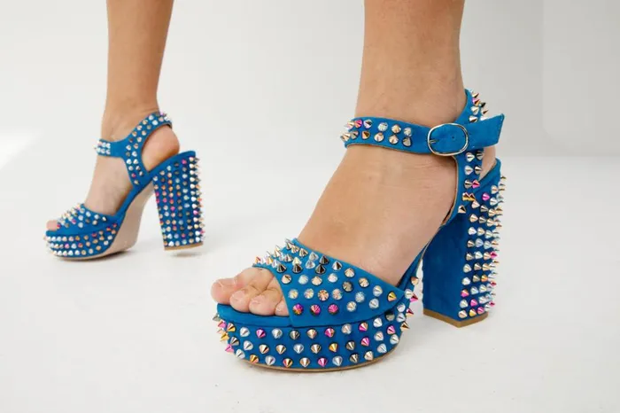 Vinci Leather Sandals The Tampico Blue Suede Leather Spike Platform Heel Sandal 8211 Women