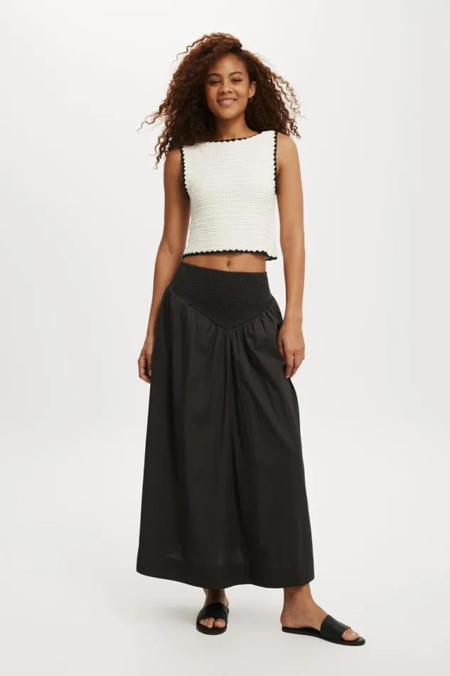 Vinnie VWaist Maxi Skirt Washed Black Women Cotton On Skirts
