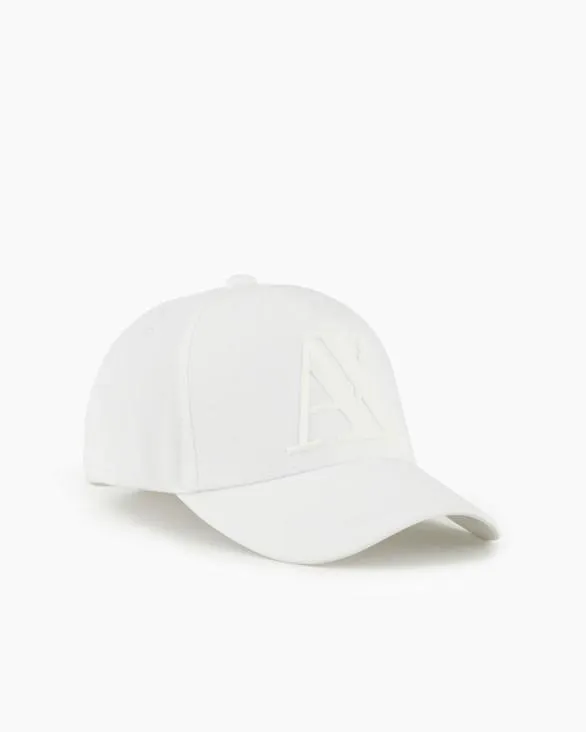 Visor Cap With Logo White Men Armani Hats And Gloves