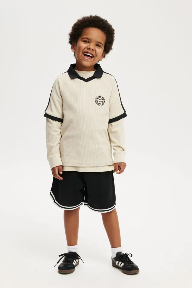 Walker Waffle Sport Polo Rainy Dayblack Boys Cotton On Tops and TShirts