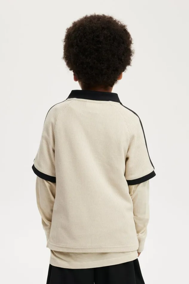 Walker Waffle Sport Polo Rainy Dayblack Boys Cotton On Tops and TShirts