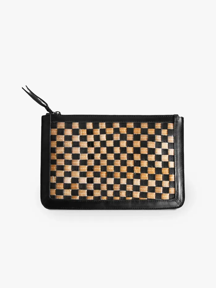 Wallets and Clutches Nesmia Basketweave Clutch BlackTan 8211 Able Women