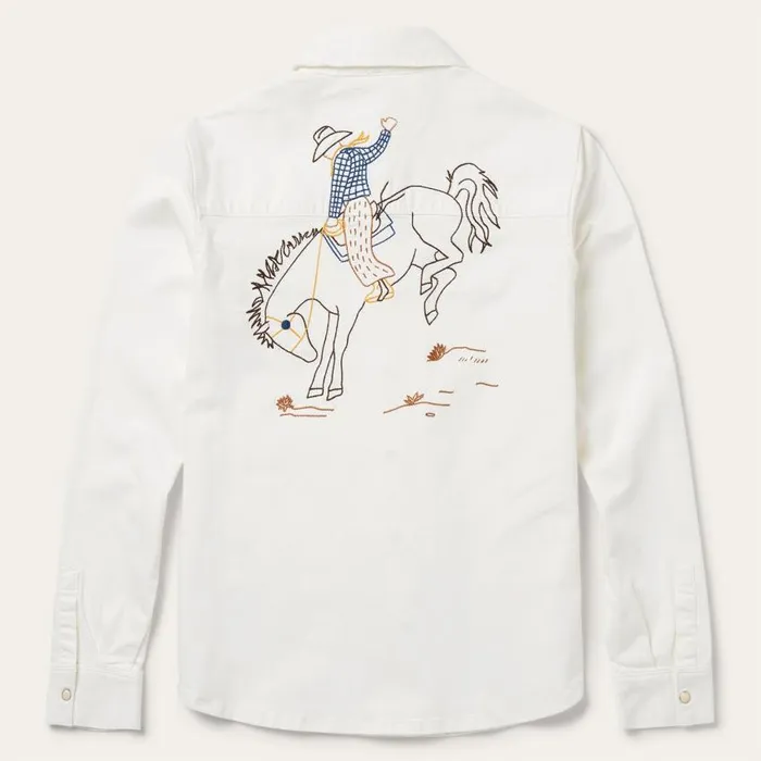 Western Embroidered Denim Shirt White Women Stetson Western Shirts