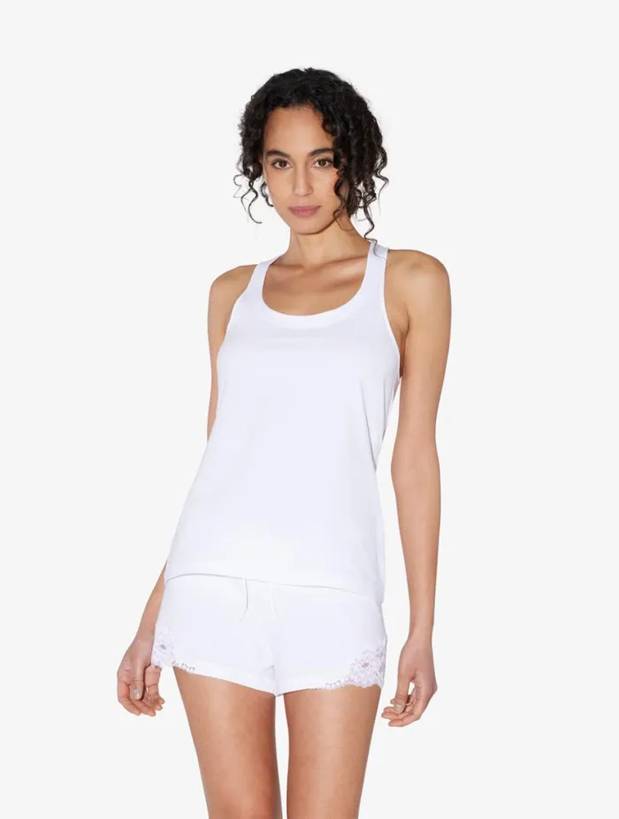 White Cotton Vest Top Sleepwear La Perla Camisoles