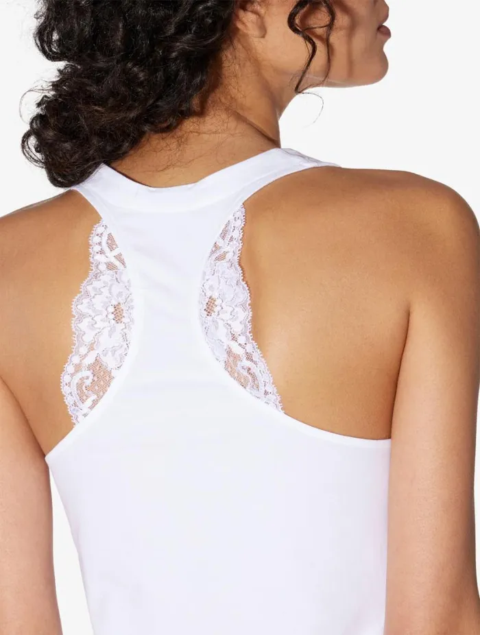 White Cotton Vest Top Sleepwear La Perla Camisoles