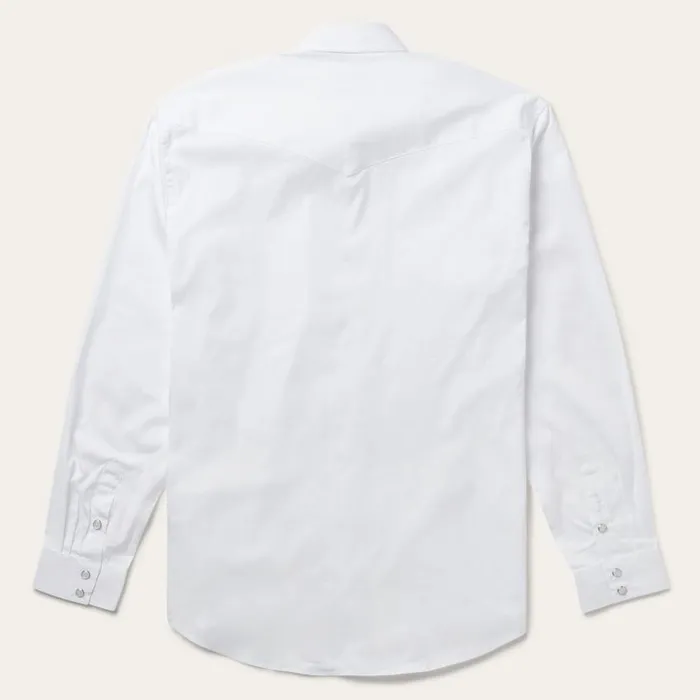 White Pinpoint Oxford Western Shirt White Men Stetson Western Shirts
