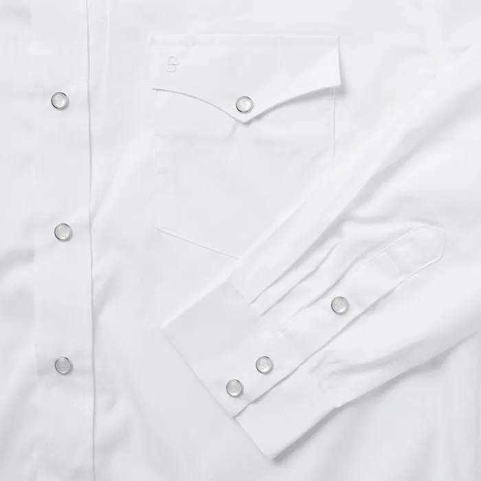 White Pinpoint Oxford Western Shirt White Men Stetson Western Shirts