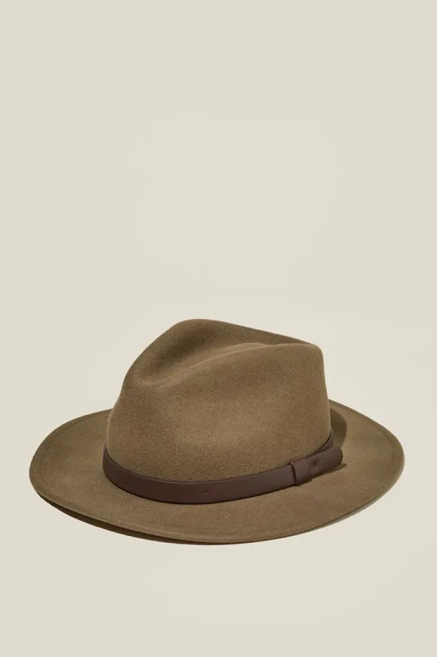 Wide Brim Felt Hat Fawnbrown Men Cotton On Hats