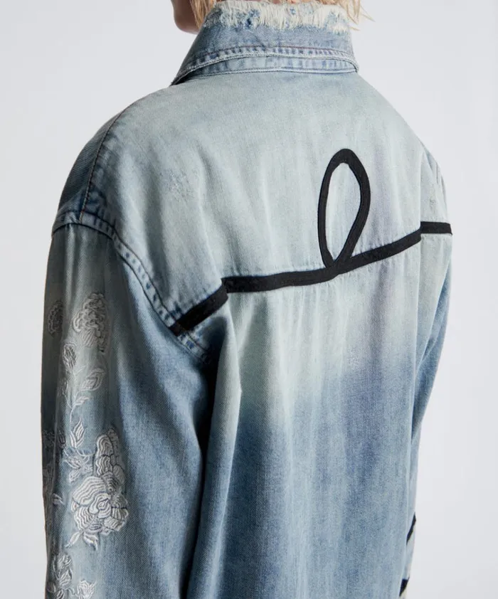WOLFGANG EMBROIDERED WESTERN SHIRT Women One Teaspoon Denim Shirts WOLFGANG EMBROIDERED WESTERN SHIRT Women One Teaspoon Denim Shirts