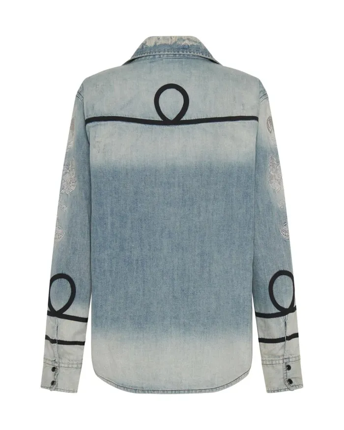 WOLFGANG EMBROIDERED WESTERN SHIRT Women One Teaspoon Denim Shirts WOLFGANG EMBROIDERED WESTERN SHIRT Women One Teaspoon Denim Shirts