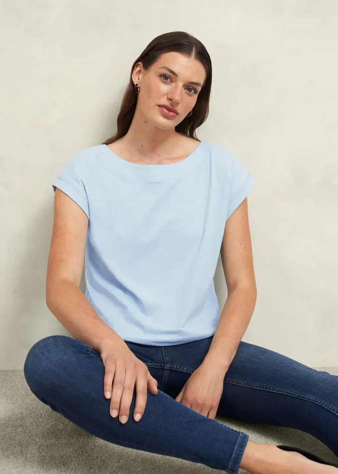 Women Alycia Cotton Slub TShirt Pale Blue Hobbs Tops