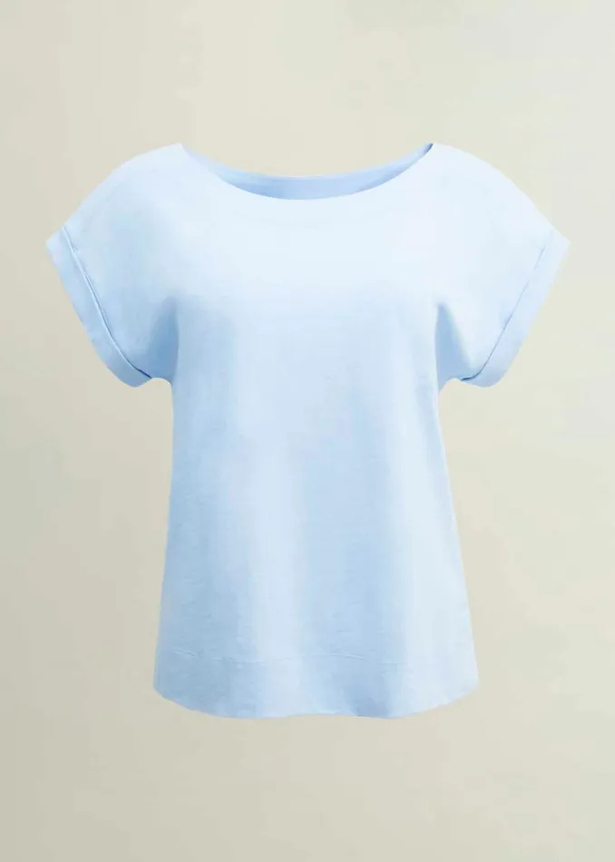 Women Alycia Cotton Slub TShirt Pale Blue Hobbs Tops