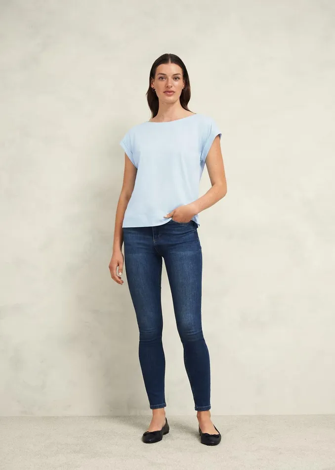 Women Alycia Cotton Slub TShirt Pale Blue Hobbs Tops